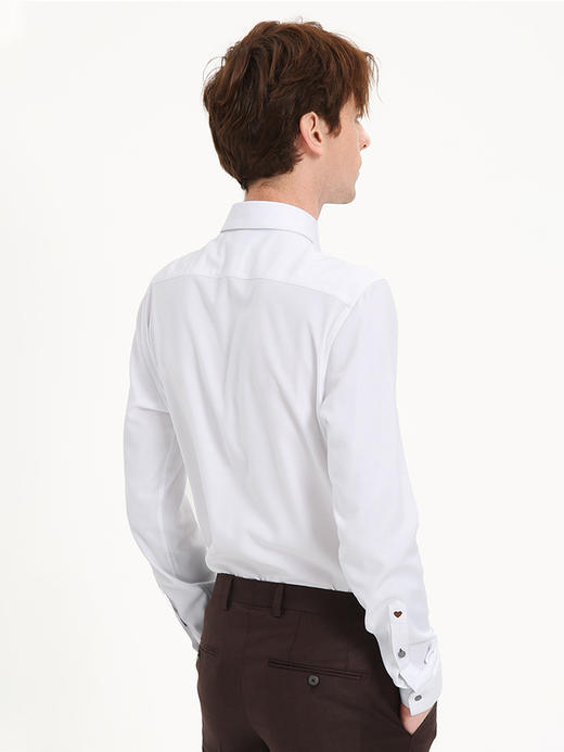 callisto白色弹力混纺长袖衬衫 FSSTL158Y 商品图2