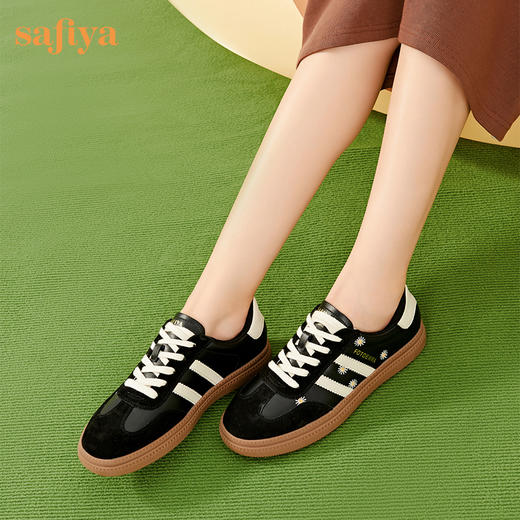 【年后发货】Safiya/索菲娅2023秋季经典小雏菊复古拼色低帮休闲德训鞋SF33112080 商品图3