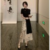 新中式国风复古高级感不规则书法半身裙时尚旗袍两件套装裙女夏季_HLY 商品缩略图1
