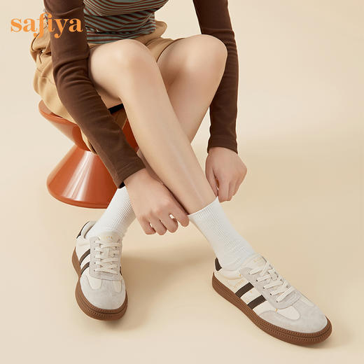 【年后发货】Safiya/索菲娅2023秋季经典小雏菊复古拼色低帮休闲德训鞋SF33112080 商品图5