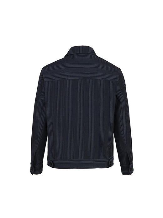 callisto藏青弹力羊毛翻领条纹夹克
 ASFEJ035C 商品图2