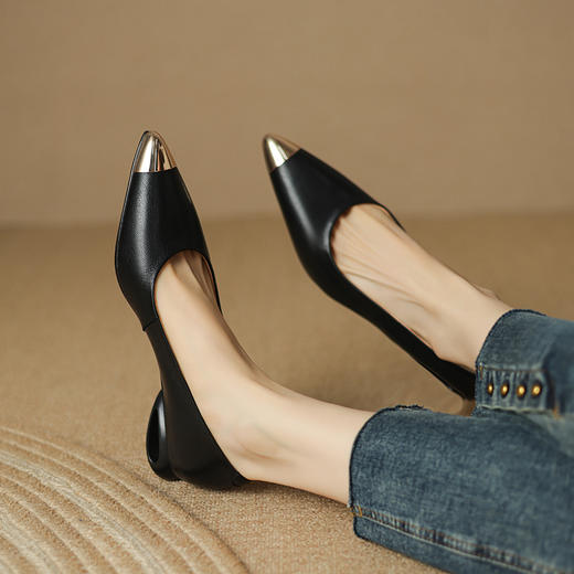 时尚气质，粗跟铁头单鞋LD-6377 商品图11
