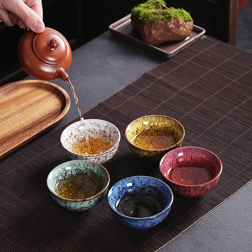 「礼盒装！窑变五行杯」陶瓷主人杯茶杯 功夫茶具家用品茗杯天目礼盒装伴手礼餐饮用具 商品图3