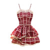 法式甜美格纹吊带裙，蓬蓬短裙子，展现甜美与性感并存。优雅的A字剪裁，修饰身形，让你更加迷人动人。适合派对、约会等多个场合，尽显女神气质。 商品缩略图4