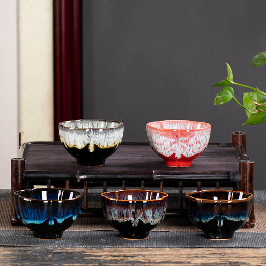 「数款可选！窑变花朵杯」陶瓷主人杯情侣杯个人专用杯办公室会客大号品茗杯茶盏餐饮用具 商品图1