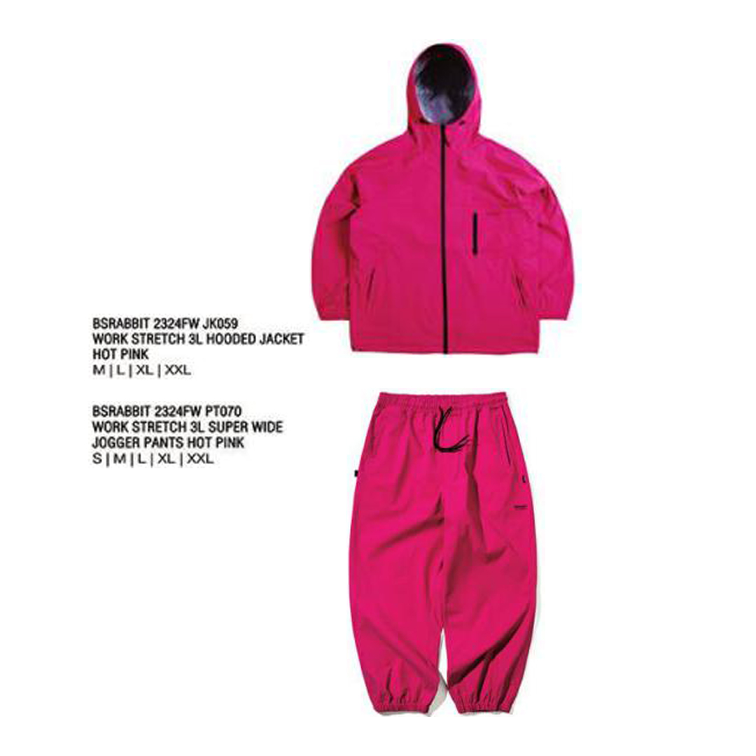 BSRABBIT 23-24 【JK059  PT070】 WORK STRETCH 3L HOODED JACKET  WORK STRETCH 3L SUPER WIDE JOGGER PANTS