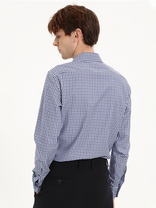 callisto蓝白棋盘格全棉长袖衬衫 FSSTL045Y BL 商品图2