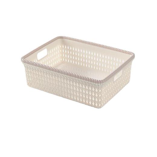 「仿藤编！大小两号」桌面收纳盒收纳筐 零食玩具杂物塑料置物筐厨房小篮子收纳整理篮盒 商品图4