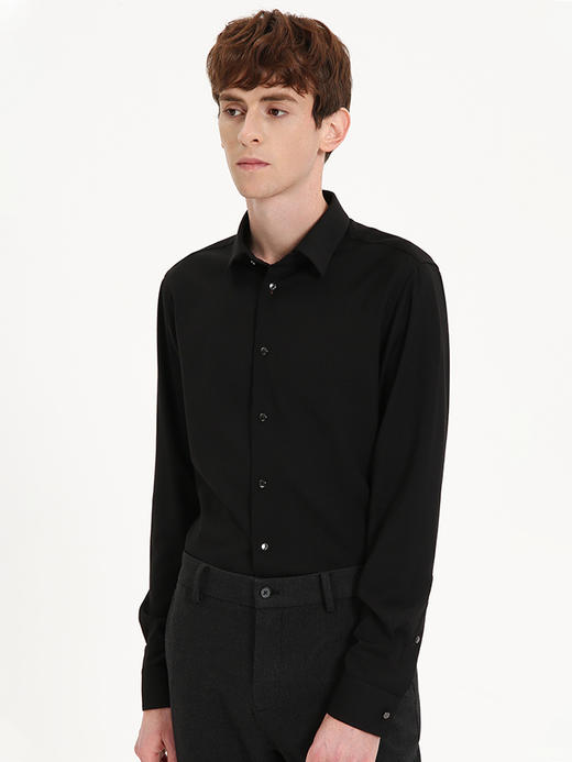 callisto黑色弹力混纺长袖衬衫 FSSTL158Y 商品图1