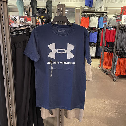 Under Armour/安德玛 男士棉混纺纯色LOGO印花运动短袖T恤 商品图0