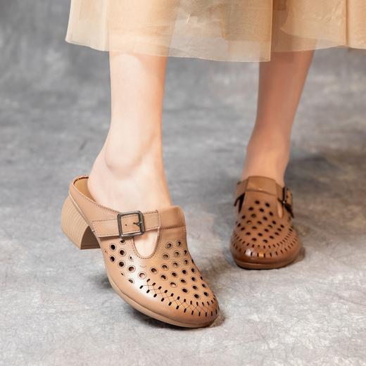 层牛皮妈妈凉拖鞋手工复古女式包头拖鞋MLD9903 商品图1