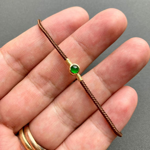 高冰种阳绿翡翠蛋面编织手绳 商品图1