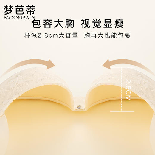 梦芭蒂无痕光面大码内衣女舒适承托有钢圈薄款夏季文胸罩柔纱无痕 商品图4