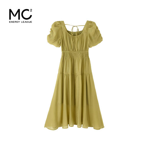 mc2方领腰部打揽净色长款连衣裙女装新款显白素色高级感舒适长裙 商品图3