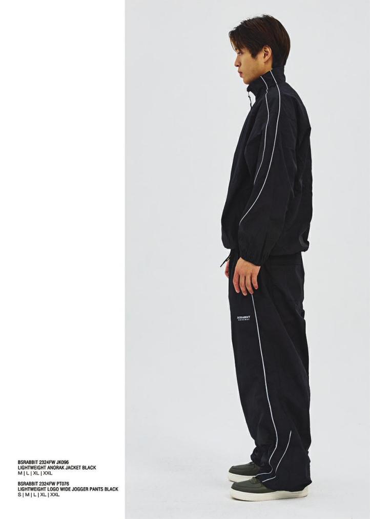 BSRABBIT 23-24 【JK096  PT076】 LIGHTWEIGHT ANORAK JACKET  LIGHTWEIGHT LOGO WIDE JOGGER PANTS