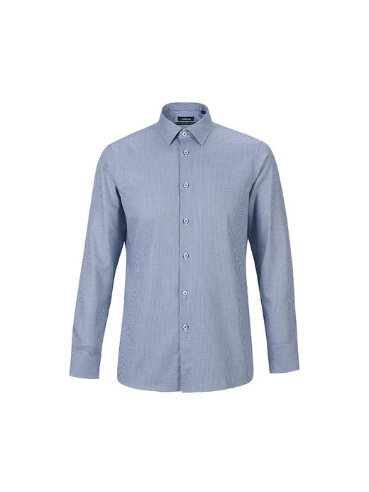 callisto蓝色千鸟格全棉长袖衬衫 FSSTL039Y BL 商品图3