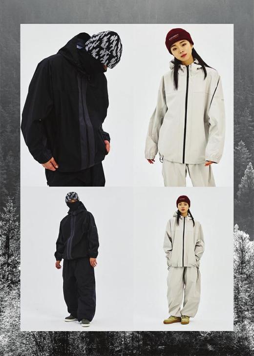 BSRABBIT 23-24 【JK060  PT071】 SB 3L HOODED JACKET  SB 3L SIDE PANEL WIDE JOGGER PANTS  BLACK 商品图1