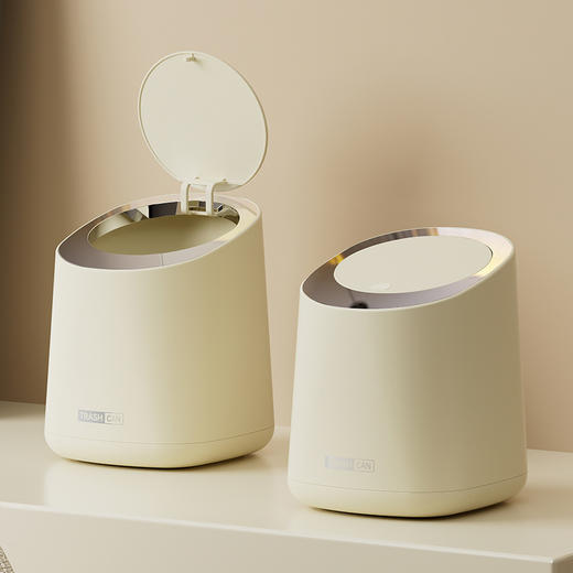 【桌面按压式高颜值垃圾桶】客厅轻奢杂物桶车载家用办公桌餐厅收纳筒垃圾篓 一键按压开盖 垃圾袋不外露 商品图2