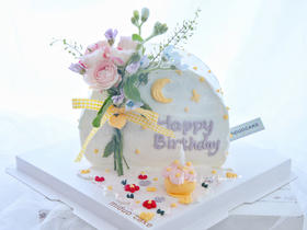 女士款 鲜花花园 小清新 半圆形蛋糕