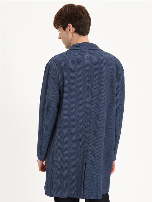 callisto蓝色弹力羊毛中长款翻领风衣 ASFES035Y BL 商品图2