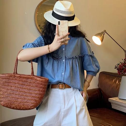 裁缝学苑AS77 设计感牛仔衬衫纸样女装上衣新款泡泡袖小衫衣服版 商品图3