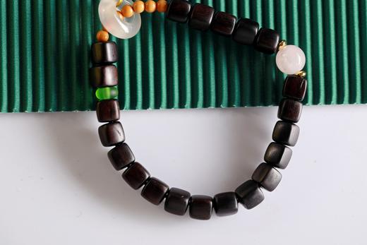 ZGT0099°紫光檀四方来财白玛瑙平安环手链手串 商品图2