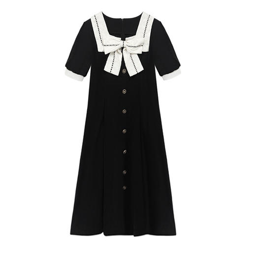 新款法式赫本风蝴蝶结连衣裙，短袖设计显瘦遮肉，气质优雅。黑色小黑裙添上蝴蝶结装点，又多了一分可爱俏皮。穿上它，这个夏天你必将闪耀光芒！ 商品图4