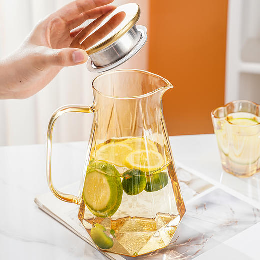 可美瑞特 1500毫升琥珀色高硼六角水壶+6个梅花把杯套装 商品图6