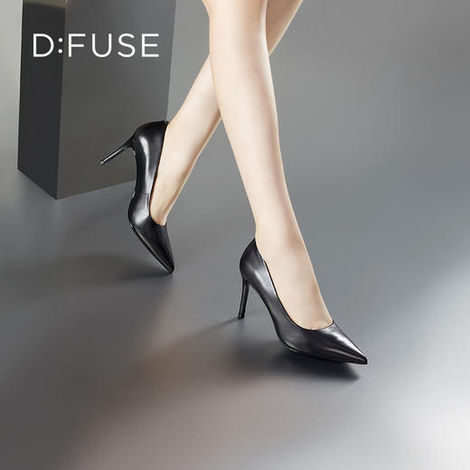 DFuse迪芙斯秋季新款牛皮尖头气质细跟高跟单鞋女DF33111050 商品图2