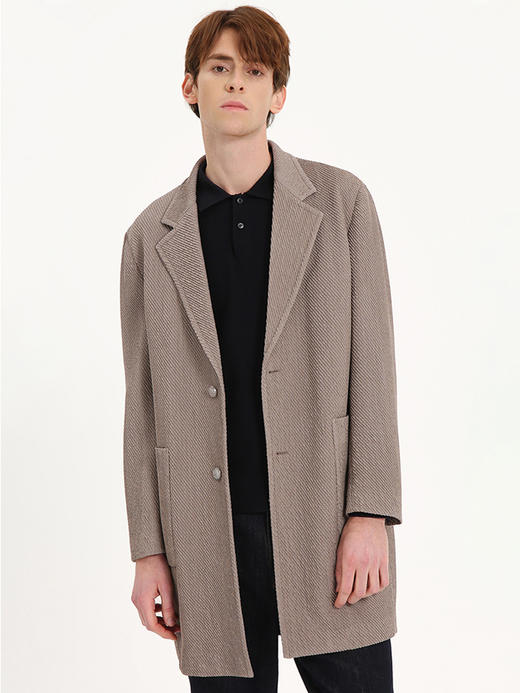 callisto卡其绵弹力羊毛中长款宽松风衣 ASFES032C KA 商品图0