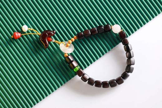 ZGT0099°紫光檀四方来财白玛瑙平安环手链手串 商品图0