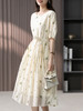 YX【现货7天】法式绣花高级感天丝连衣裙女2024夏季新款显瘦温柔风长裙子 商品缩略图2