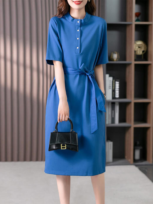 YX【现货7天】法式高级感气质连衣裙女夏季2024新款韩版系带收腰显瘦直筒裙 商品图2