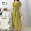 mc2方领腰部打揽净色长款连衣裙女装新款显白素色高级感舒适长裙 商品缩略图1