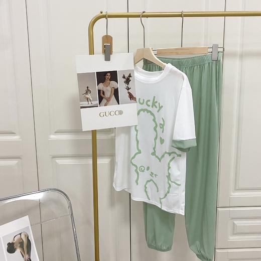 【2套家居服69.9捡漏装！】春夏新款懒人小萌兔休闲家居服卡通套装 网红透气冰丝凉凉两件套装 袖口拼接撞色设计 脚口束口设计方便舒适 松紧腰头随意调节 适应各种身材 可爱又舒适！ 商品图9