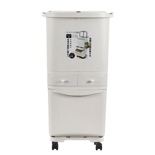 「三层大容量！干湿分离」升级款家用厨房用品分类垃圾桶 厨余干湿分离多层按压双盖双抽屉带轮居家日用 商品图4