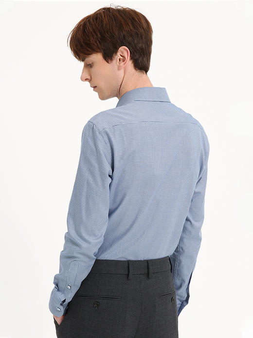 callisto蓝色千鸟格全棉长袖衬衫 FSSTL039Y BL 商品图2