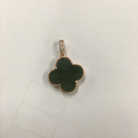 银镶碧玉吊坠-玫瑰金四叶草