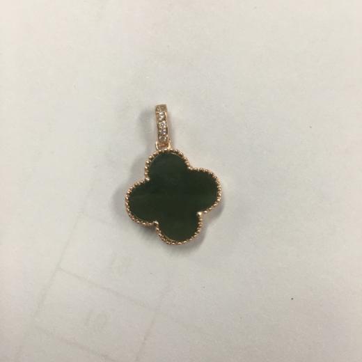 银镶碧玉吊坠-玫瑰金四叶草 商品图0