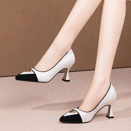 细跟尖头气质单鞋，不累脚拼色职业工作鞋HY-H3180 商品图2