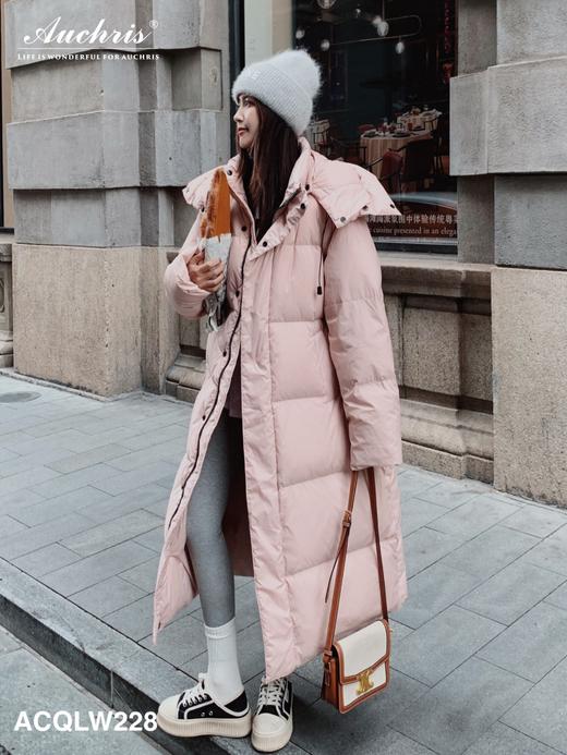 ACQLW228 立领连帽撞色长款羽绒服 商品图3