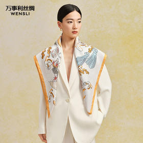 万事利88厘米双面印花真丝大方巾