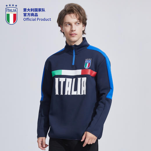 意大利国家队官方商品丨复古立领半拉链刺绣卫衣运动休闲足球迷 商品图1