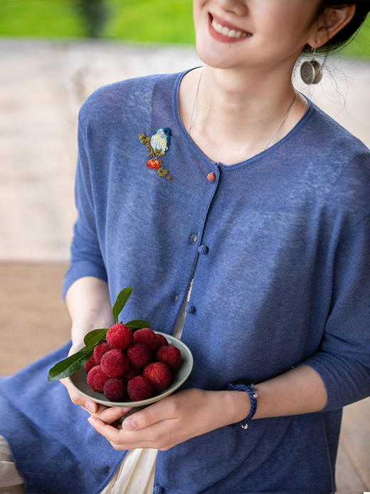 牧衣游 棉麻混纺薄针织开衫-----青枝 商品图3