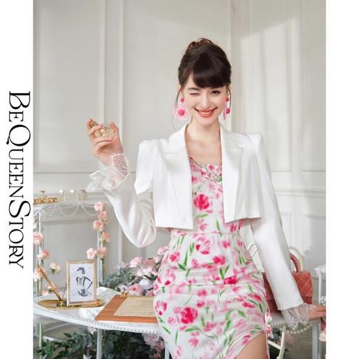 BeQueenStory【爱乐之城】优雅高级感醋酸垫肩西装外套2023新款 商品图3