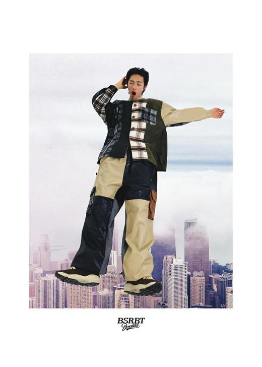 BSRABBIT 23-24 【PT054】 METAL LOGO WAPPEN VENTILATION WIDE CARGO TRACK PANTS  MIX COLOR  L 商品图1