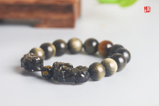 【聚财】金曜石双貔貅手串   珠径：14mm 商品图5