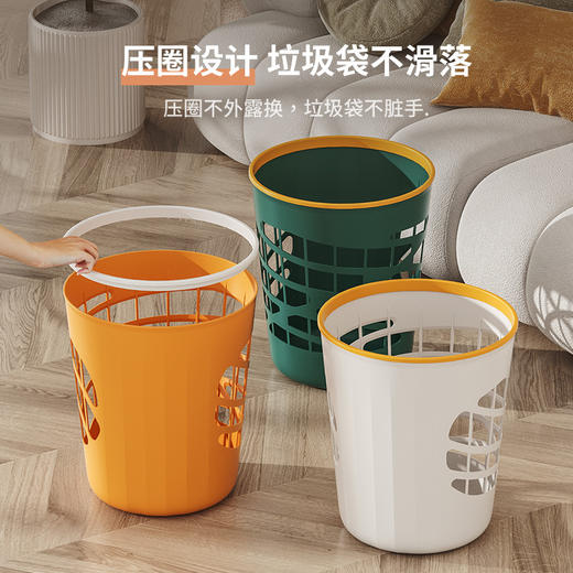 「三款配色！颜值派」家用厨房垃圾桶 颜值塑料卫生间居家日用垃圾篓厕所纸篓无盖压圈垃圾桶 商品图3
