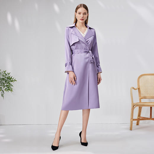 EITIE爱特爱秋季新款束腰显瘦修身百搭温柔风衣7104802 商品图3