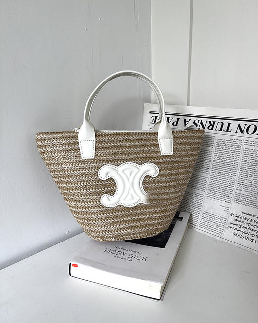 7折 塞林家 氛围感草编包 皮质logo印花草编包包 3色 CQ1269 商品图7